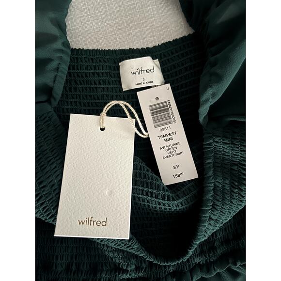 Aritzia Wilfred Sz S Tempest Dress Square Neck Sheer Holiday Party Romantic Airy - Picture 11 of 13